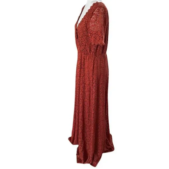 Baltic Born Brown and Orange Wrap Maxi Dress with Ruffled V-Neck - Picture 11 of 15